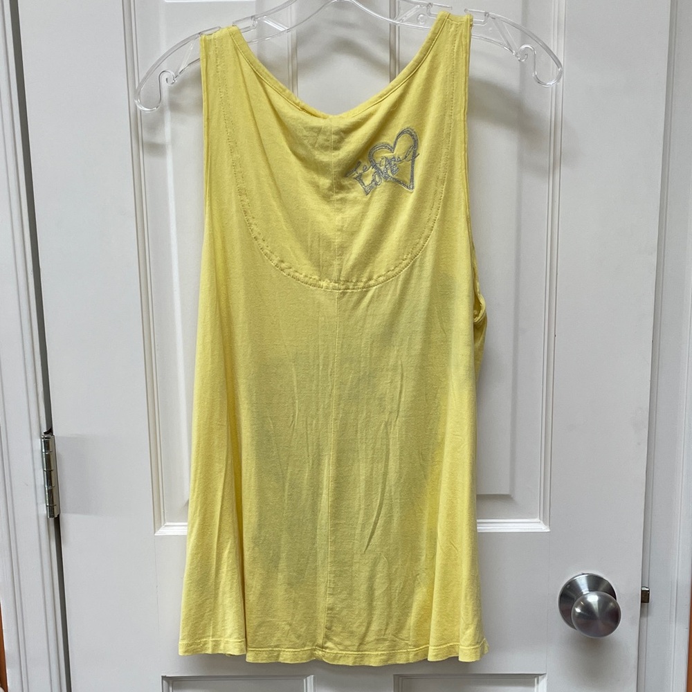 Desigual Yellow Tank Top with Graphic Butterflies, beaded/embroidered - Picture 3 of 6